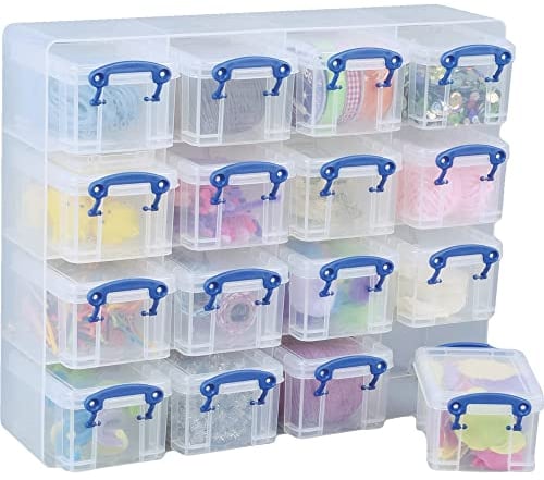 Really Useful Box Plastic Storage Organiser 0.3 Litre Pack Of 16 - Color: Clear
