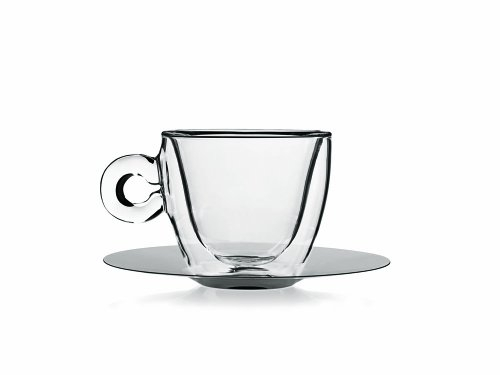 Luigi Bormioli Thermic Glass Confezione da 2 Tazze da Tè o Cappuccino con 2 Piatti, Vetro, Trasparente