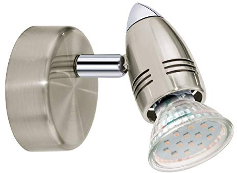 EGLO LED Wandlampe Magnum LED, Wandleuchte, Wandstrahler aus Metall, Wohnzimmerlampe in Nickel-Matt, Chrom, Spot inkl. GU10 Leuchtmittel, warmweiß
