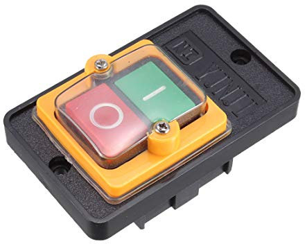 sourcing map KAO-5M I/O Interruptor pulsador autoblocante Rojo Verde AC 220V/380V 10A