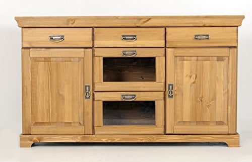 clever-moebel Sideboard, Kommode aus Kiefernholz gelaugt, Küchen-Schrank, Anrichte, Sideboard