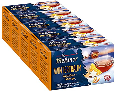Meßmer Wintertraum Zimtstern/ Orange 20 Teebeutel, 5er Pack (5 x 40 g)