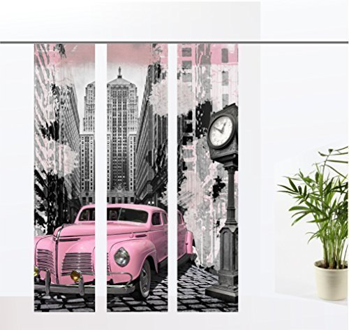 gardinen-for-life Flächenvorhang Pink-Car - 3er - Serie, Set 3tlg, Jew. Gr.60x260 cm