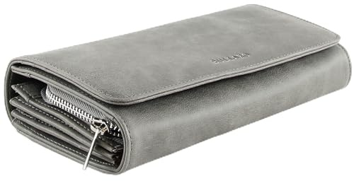 BULLAZO Galano Classic – Edles Damenportemonnaie mit RFID Schutz, Leder Grau