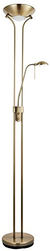 Mother and Child Task Floor Lamp Antique Brass 230W & 33W Decorative Indoor Standing Reading Light with Double Rotary Dimmer Switch