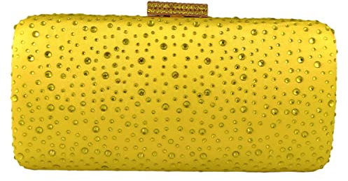 Boutique De FGG Damen Kristall Abendtasche Hochzeit Strass Handtasche Braut Diamant Clutch Tasche Party Tasche,Mini,Gelb