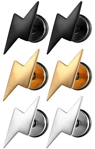 Aroncent 3 Paare Ohrringe Set Fake Plug Ohrstecker Zirkonia Ohrschmuck Ohr-Piercing Ohrhänger Herren Damen