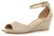 Womens Ladies Low mid Wedge Heel Ankle Strap Casual Evening Sandals, Nude Matte, 7 UK