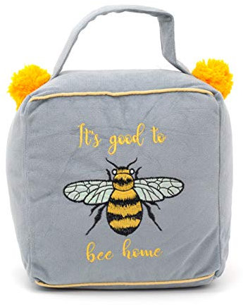 Bee Grey Cube Fabric Doorstop ~ Beautiful Home Door Stop