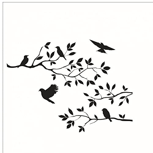 Ruluti Stonges Baum Zweigen Vögel Wandaufkleber Abnehmbare Vinyl Schlafzimmer Wohnzimmer Kunst Wandbild Schwarze Wandtattoo