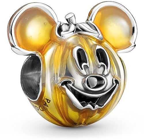 PANDORA Disney Micky Maus Kürbis Charm aus Sterling Silber, Kompatibel mit PANDORA Moments Armbänder, Höhe: 13mm, 799599C01