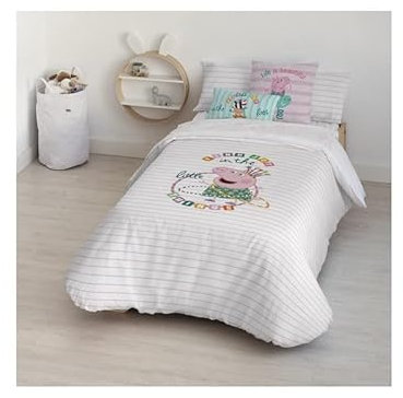 Belum | Bettbezug Peppa Pig | Bettbezug Modell Find Joy | Bettbezug mit Knöpfen | Bettbezug 100% Baumwolle | Bettbezug (Kinderbett 100 x 120)