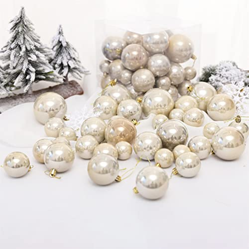 EXQULEG 37 Stück Weihnachtskugeln Set, Kunststoff Christbaumkugeln, Glitzer Weihnachtsbaumkugeln, Weihnachtsbaum Deko Christbaumschmuck (Hellgold)