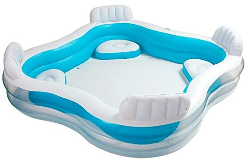 Piscine Gonflable avec Sièges Et Dossier Swim Center Family Lounge Garden Summer Kids Outdoor Pataugeoires 229 X 229 X 66 Cm pour 3 Ans Et Plus