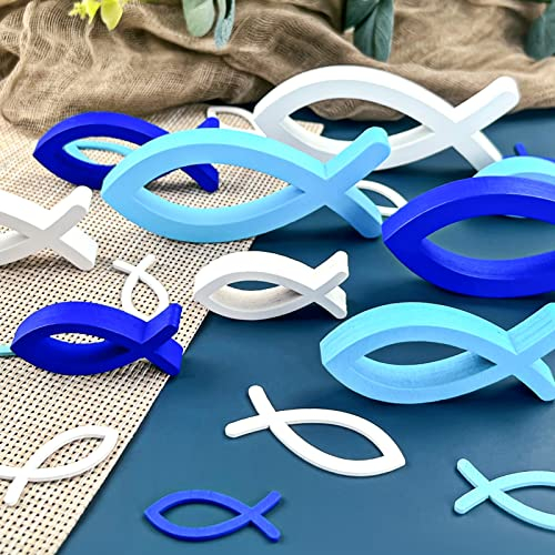 LIVESTN 54 Stück Holzfische Deko Set, 9 Große Fisch Taufe Deko 45 Stück streudeko Fische, Holz Deko Fische Streudeko, Junge Mädchen Deko Taufe Kommunion Konfirmation Deko