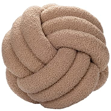 Bigougem Knotenkugelkissen, Knotbugelwurf Kissen Ultra weiche Begleiterin dekoratives handgewebte Knotbugel Lamm Samtsofa Kissen, Knotenkissen, Sofa-Kissen Khaki