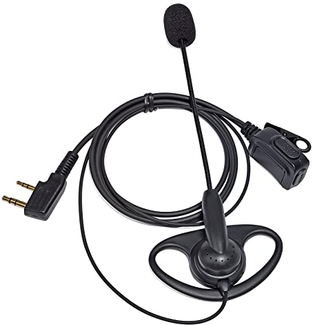 HYSHIKRA Walkie-Talkie-Ohrhörer, D-Form, Sicherheits-Headset mit Mikrofon und PTT, kompatibel mit Retevis Baofeng Kenwood RT24 UV5R TK250 TK320 Radio