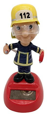 Solarbetriebene Tanzende Verzierung, MoreChioce Süße Wackelkopf-Puppe Schüttelnder Kopf Spielzeug Auto Armaturenbrett Dekoration Kopfschütteln Miniatur-Feuerwehrmann-Form Ornamente