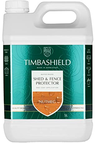Timbashield - Shed & Fence Protector - Nutmeg - 5L - One Coat System - Water Based Wood Stain - Nourishes & Protects - Enhances & Brightens - Ideal for Sawn Wood