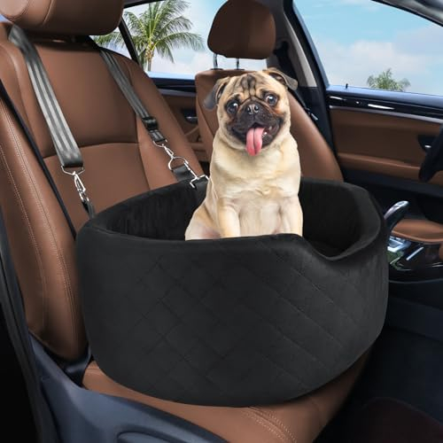 Hunde-Autositz für Kleine und Mittelgroße, Erhöhter Sitz, Abnehmbarer und Waschbarer Haustier-Autositz bis 15,9 kg, Reisebett mit Dickem Memory-Schaum für Vordersitz