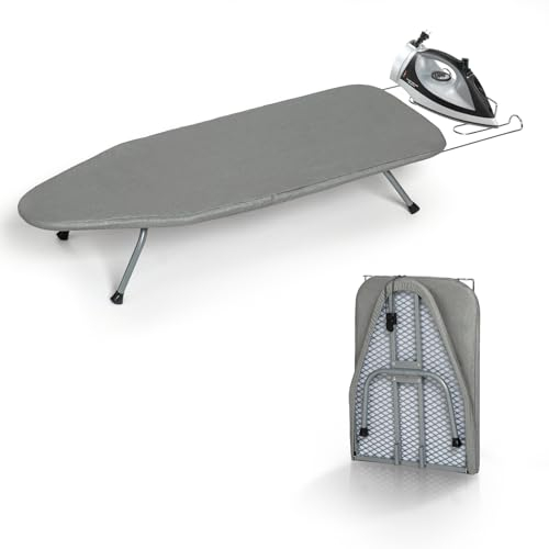RAINHOL Mini Planche à Repasser Pliable en métal avec Repose-Fer, Petite Planche à Repasser Portable avec Housse en Coton résistante à la Chaleur, Mini Planche à Repasser pour Petit Espace et Voyage,