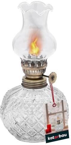 KOTARBAU® Petroleumlampe Öllampe Glas 19 cm Klein Campinglampe Petroliumöllampe mit Metallzubehör Öl Lampe Camping Licht Balkon Zubehör Petroleumlaterne für Innenräume Laterne Vintage