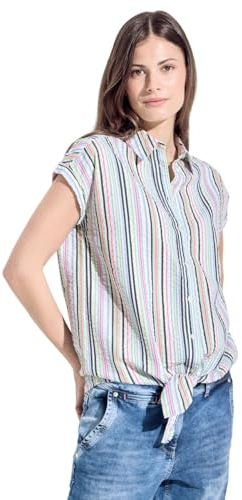CECIL Damen B344677 Seersucker Bluse, Vanilla White, X-Large