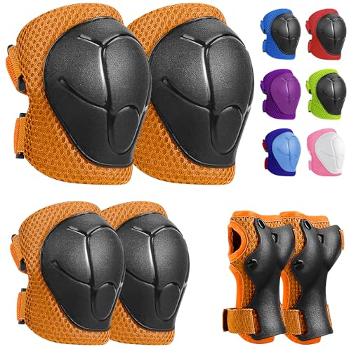 iMoebel Juego de protectores para niños en línea, 6 en 1, equipo de protección ajustable, rodilleras, coderas, muñequeras para patinar, conducir, patinar, monopatín