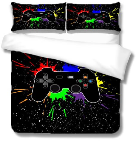 goodbath Double Duvet Cover Set, Game Gaming Bedding Set with 2 Pillowcases, Gift for Boys Girls