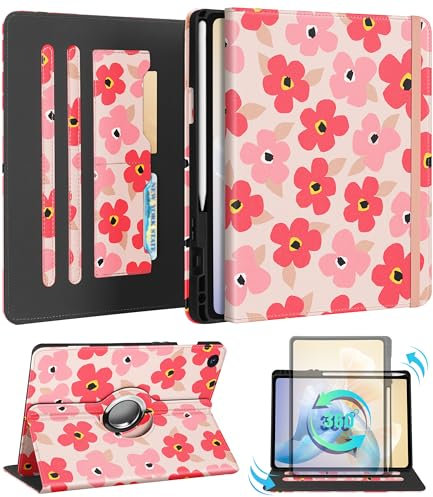 Kidcube Funda para Samsung Galaxy Tab A9 Plus de 11 Pulgadas, para Mujeres y niñas, Bonita Funda giratoria con Soporte para lápices y Ranura para Tarjetas, diseño Floral Kawaii Femenino para Tablet