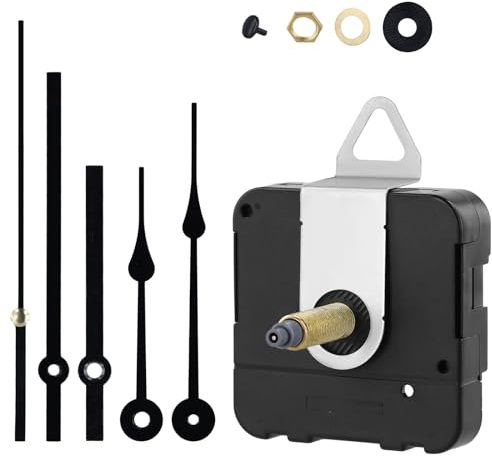 Wall Clock Repair Kit, 1-1/5 Quartz Long Axis Quartz Clock Motor Kit Clock Movement Mechanism Kit with 2 Pack Long Spade Hands