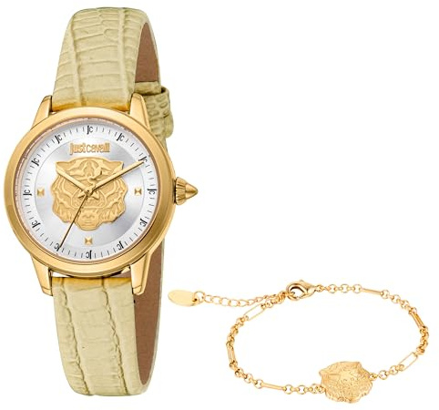 Just Cavalli Damen Analog Quarz Uhr mit Leder Armband JC1L334L0025
