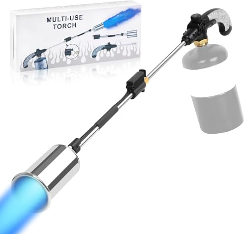 Propan-Fackel, Unkrautbrenner, hohe Leistung, 1.200.000 BTU, Unkrautbrenner, Flammenwerfer, robuste Lötlampe mit Flammensteuerung und 76,2 cm abnehmbarem langem Arm für Garten, Holz, Eis, Schnee