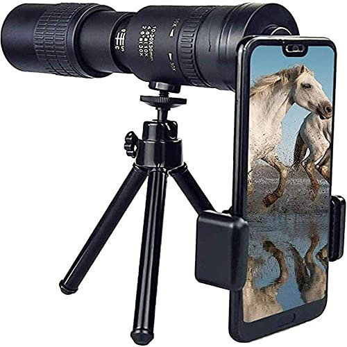 ZXXDSMYF Monokulares 10-300x40 mm Super-Telezoom-Monokular-Teleskop, mit Smartphone-Clip-Adapter Stativ, Fernrohr-Monokular