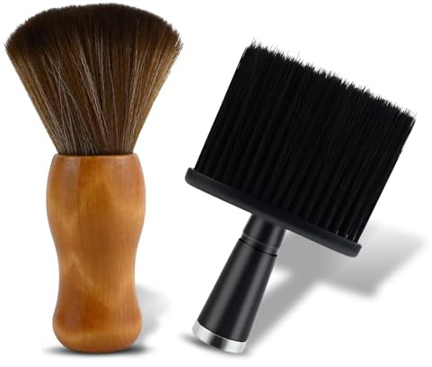 2 Pcs Barber Brush Neck Duster Brush Soft Bristle Hair Brush | Hair Cutting for Removing Loose Hair Around Neck, Ears & Face Professional Haircut Barber Brush for Salon & Home Grooming