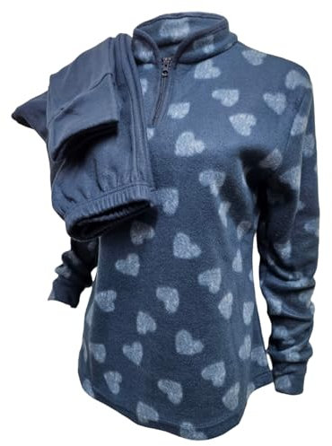GARGIX Pigiama Donna Molto Caldo Pile Maglia E Pantalone S M L XL Invernale (IT, Testo, M, Regular, Regular, M, DP-3 Blu)