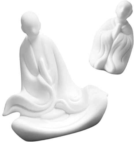 Cabilock 2stücke Kleine Mönchsfigur Aus Porzellan Für Tischdekoration Mönchsstatue Als Gartenornament Kleine Statue Für Schreibtischdekoration Mönchsskulptur Für Bonsai-