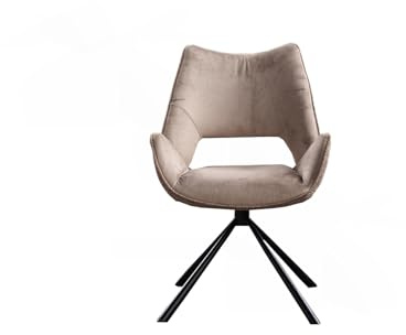 KAWOLA Esszimmerstuhl Drehbar mit Armlehne Velo Polsterstuhl Stoff Steingrau, Moderner Drehstuhl für Esszimmer, Bequemer Stuhl mit Metallgestell