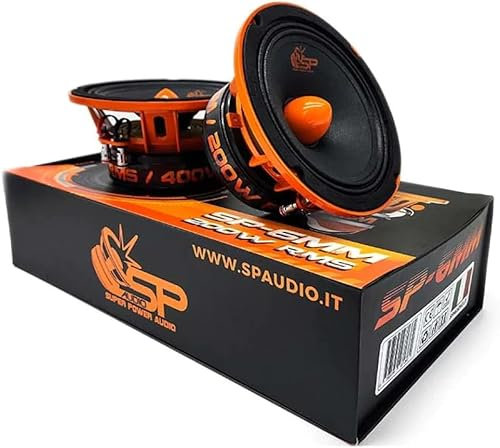KIT Set pour SP Audio SP6MM 2 Haut-parleurs midrange 16,5 cm 165 mm 6,5 de diamètre, 200 Watts rms 400 Watts Max, impédance 4 ohm, sensibilité 98,1 DB, par Paire