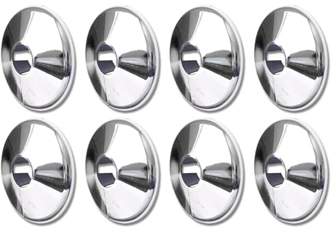 Marco Paul 8pc Radiator Pipe Covers Chrome - Long Lasting PVC Chrome Pipe Covers 15mm For Floor - Stylish Floor Rings For Laminate Carpet Vinyl - Easy To Install Snap On Pipe Collars 15mm