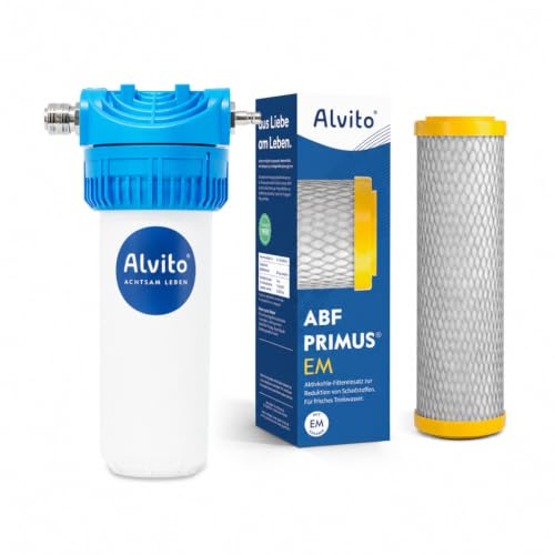 Alvito Einbaufilter Set Taste Secret - Wasserfilter mit ABF Primus EM | Trinkwasserfilter Untertisch mit EM-Keramik & Aktivkohle, Filterset inkl. Basic 2.2 Gehäuse zur Schadstofffilterung