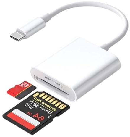 USB C SD Kartenleser, Dual Slots Kamera Card Viewer Speicherkartenleser, SD auf USB Typ C OTG Adapter, SD CardReader Adapter, kompatibel mit IOS, Android, Windows, MacOS, Linus usw. (Weiß)