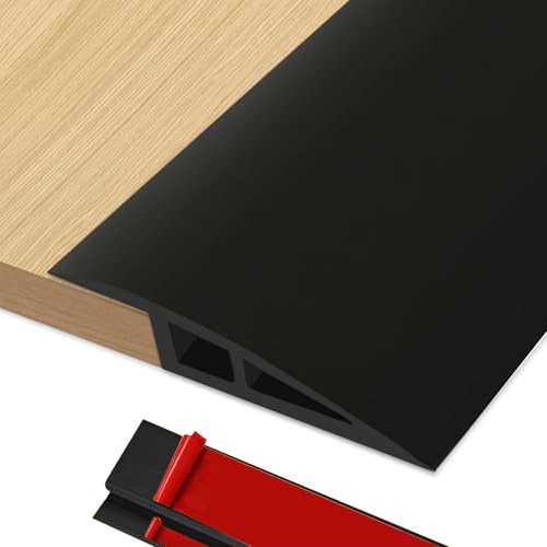BOYIFEIJIE Übergangsleiste Höhenausgleich | 1M x 5cm PVC Übergangsprofil Selbstklebend | Türschwellen Leiste Höhenausgleich von 5–10mm | Übergangsleiste Boden für Laminat, Fliesen (Schwarz)