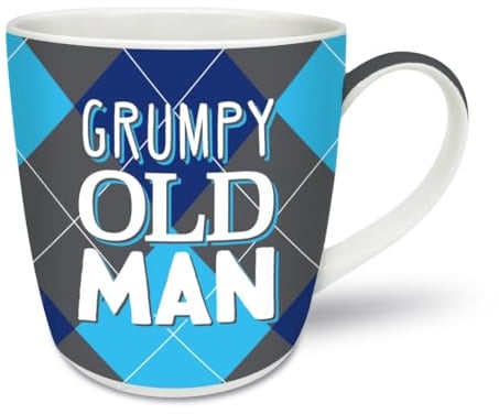 Smiling Faces New Bone China Mug, 330ml, White, Dishwasher & Microwave Safe, Grumpy Old Man Theme, Gift Box Included, Perfect for Hot Beverages, Birthday Gift