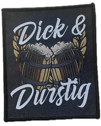 Dick & Durstig Aufnäher/Patch | Aufbügler passend für Böhse Onkelz Fans, Flicken Rocker Bügelbild Deutschrock Bügelflicken Biker Männer Geschenk (Dick (8x10cm))