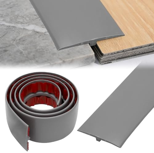Übergangsprofil Selbstklebend, Übergangsleiste Boden, T Profil Übergangsleiste, Boden Höhenausgleich Abdeckleiste für Türschwellen und Verbindungsböden von Laminatdielenfliesen (Grau, 1M * 5CM)