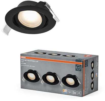 Osram Spot Set LED Einbaustrahler CCT Verstellbar Schwarz | Spot Set Recess CCT, Spot lights and ceiling spots, Schwarz, 90 mm dia, 25000 h, 3-Pack
