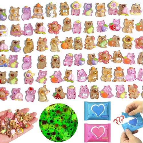 Nymora 100 Mini Animaux Lumineux Lot Surprise - Figurines en Résine Phosphorescentes pour Décoration de Jardin Enchanté, Design Aléatoire (100pcs)