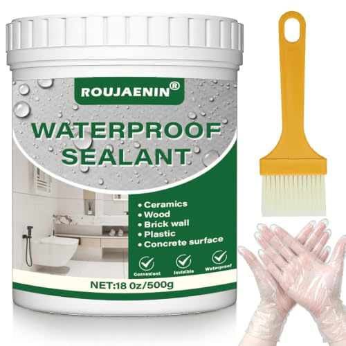 Clear Waterproof Sealant, Anti-Leak Sealer coat For Indoor & Outdoor 500g | Stops & Prevents Leaks Insulation paint for Roof, Bathroom, Tiles, Wood, Patio Grout Sealer, Concrete, Rubber, Plastic