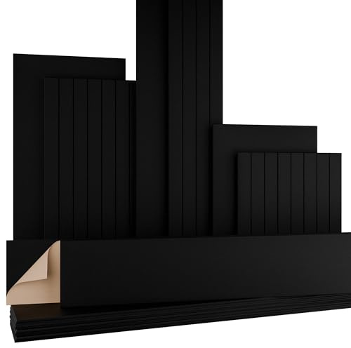 AKUSTIKO Akustikpaneele Selbstklebend 240x30cm - 4 Stück Schwarz Akustik Wandpaneele Schallschutz & Raumakustik Panels Filz 9mm Hexim Decken- & Wandverkleidung Ton Kontrolle (2.88m²)